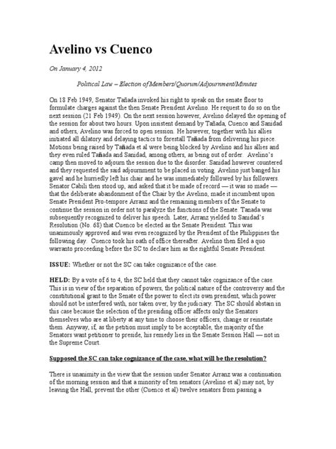 avelino vs cuenco case digest